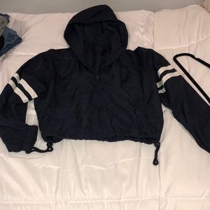 Brandy Melville Navy Blue cropped wind breaker